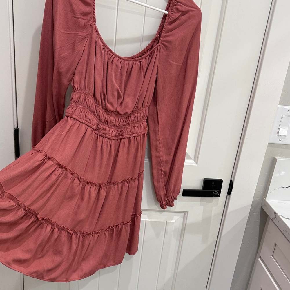 Elegant Pink Long Sleeve Dress